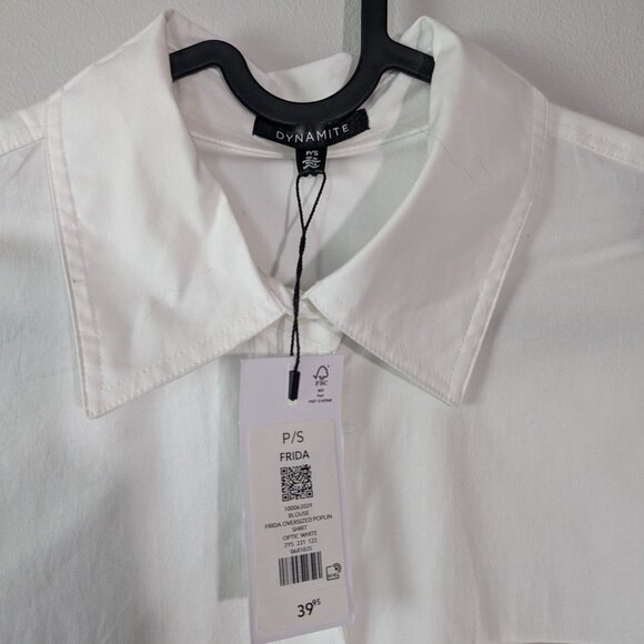 Dynamite Frida Oversized Poplin Shirt White Size Small  - NWT - Picture 6 of 6